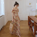 Women Maxi Floral Ruffle Dress Summer 2022 Runway Boho Vintage French Fairy Dress Honeymoon Vacation Party Prom Dress Long New