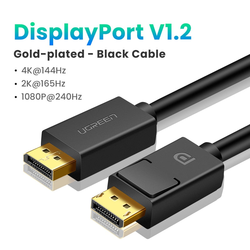 UGREEN Displayport Cable 8K DP1.4 4K144Hz Video Audio Cable para Xiaomi TV Box PC Laptop Monitor Video Game DP Cable Display Port