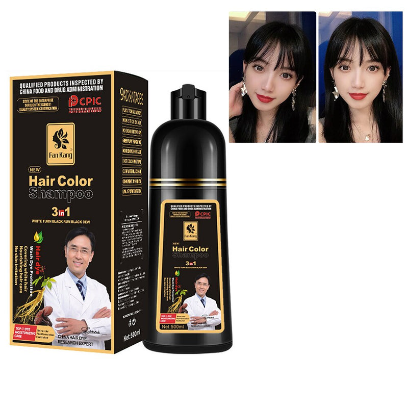 Champú para teñir el cabello negro de esencia de 500ml que cubre el cabello, tinte permanente para el cabello, champú, esencia de aceite de argán Natural instantánea