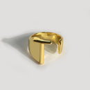 Foxanry 925 Stamp 26 English Letter Rings for Women Fashion Vintage France Gold Plated Irregular Party Jewelry Gifts