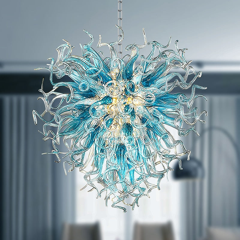 Luxury Chandelier Lighting LED Indoor Home Hanging Lights Hand Blown Glass Chandeliers for Living Room