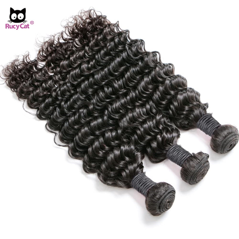 RucyCat Deep Wave Bundles 28 30 pulgadas 100% paquetes de cabello humano brasileño tejido extensiones de cabello de onda profunda paquetes de cabello humano