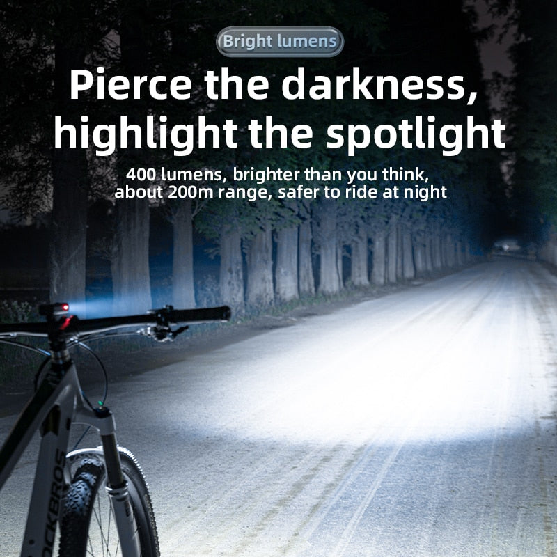 Luz de bicicleta ROCKBROS, resistente a la lluvia, LED recargable por USB, 2000mAh, faro delantero para bicicleta de montaña, linterna ultraligera de aluminio, luz para bicicleta