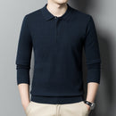 6% Wolle 2022 Hochwertige Designer Neue Modemarke Einfarbig Beiläufiges Japanisches Poloshirt Männer Langarmshirts Herrenbekleidung