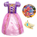 Mädchen Rapunzel Kleid Kinder Sommer Tangled Fancy Prinzessin Kostüm Kinder Verkleidung Geburtstag Karneval Halloween Party Kleidung 2-8T