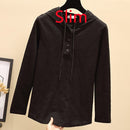 S-2XL Bamboo Cotton Oversize Hoodie White T Shirt Women Hooded Long Sleeve T Shirts white Casual Female Tee Tops Maxi Summer