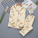 Japanese new style autumn and winter long-sleeved trousers, pure cotton air cotton, warm ladies pajamas, home service sleepwear