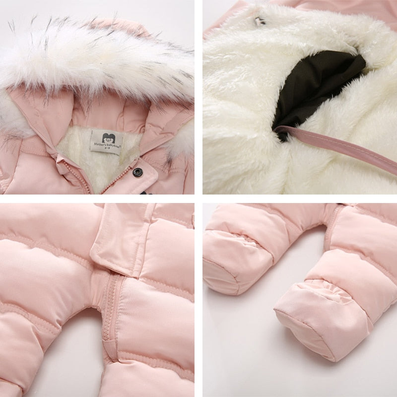 IYEAL Winter-Baby-Kleidung mit Kapuzenpelz für Neugeborene, warme Fleece-Wimpelkette, Säuglings-Schneeanzug, Kleinkind, Mädchen, Junge, Schneeabnutzung, Mäntel