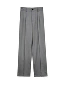 TRAF Women Chic Fashion Office Wear Straight Pants Vintage High Waist Zipper Fly Female Trousers Mujer