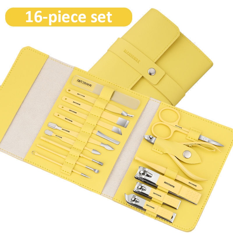 Manicure Set 16 In 1 Full Function Kit Professional Stainless Steel Pedicure Sets With Leather Portable Case Idea Gift