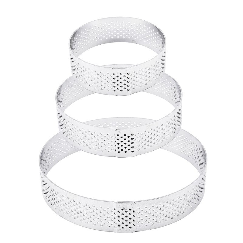 6 8 10 CM Stainless Steel Tart Mold Ring Tartlet Cake Mousse Molds Cookies Pastry Circle Cutter Pie Ring Perforated