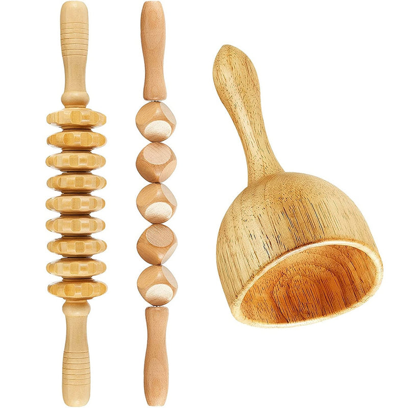 Wood Therapy Massage Tool Lymphatic Drainage Massager Anti Cellulite Fascia Massage Roller for Full Body Muscle Pain Relief