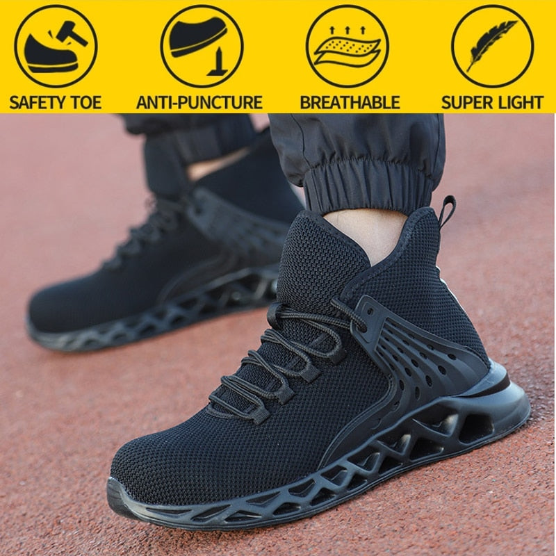 Zapatos de seguridad para hombre con punta de Metal, botas de trabajo Ryder indestructibles con punta de acero, zapatillas transpirables impermeables, zapatos de trabajo