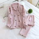 Japanese new style autumn and winter long-sleeved trousers, pure cotton air cotton, warm ladies pajamas, home service sleepwear