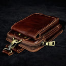 Men Genuine Leather Fanny Pack Cell Phone Cigarette Key Case Coin Purse Pouch Hip Bum Belt Crazy Horse Cowhide Hook Waist Bag
