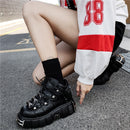 2020 Punk Style Women Sneakers Lace-up 6CM Platform Shoes Woman Creepers Female Casual Flats Metal Decor Tenis Feminino