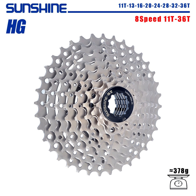 SUNSHINE Bicycle Cassette 8/9/10/11/12Speed Freewheel 32/36T/40T/42T/46T/50T/52T Sprocket HG Structure Flywheel For SHIMANO/SRAM