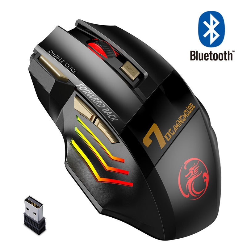Wiederaufladbare kabellose Maus Bluetooth Gamer Gaming Maus Computer Ergonomische Mause mit Hintergrundbeleuchtung RGB Silent Mäuse für Laptop PC