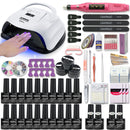 Juego de manicura, Kit de uñas acrílicas con lámpara de uñas de 120/80/54W, máquina perforadora de uñas de 35000RPM, elige esmalte de uñas de Gel, todo para manicura
