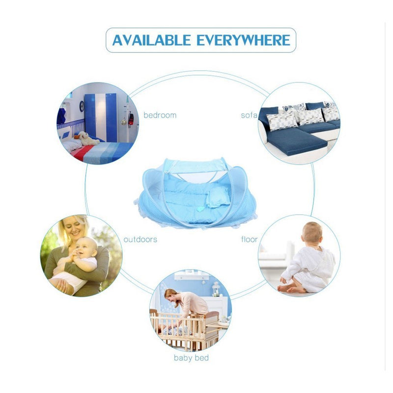 Baby-Bettwäsche, Krippennetz, faltbares Baby-Moskitonetz, Bettmatratze, Kissen, dreiteiliger Anzug für Kinder von 0 bis 3 Jahren