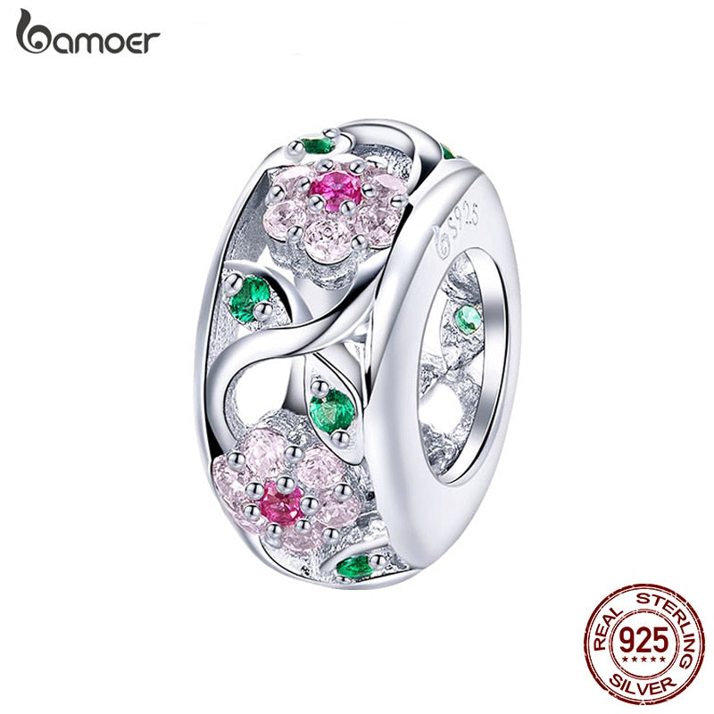 Bamoer 925 Silver Charm Collection 925 Sterling Silver Dazzling CZ Beads fit Bracelets & Bangles Fine Jewelry BSC039