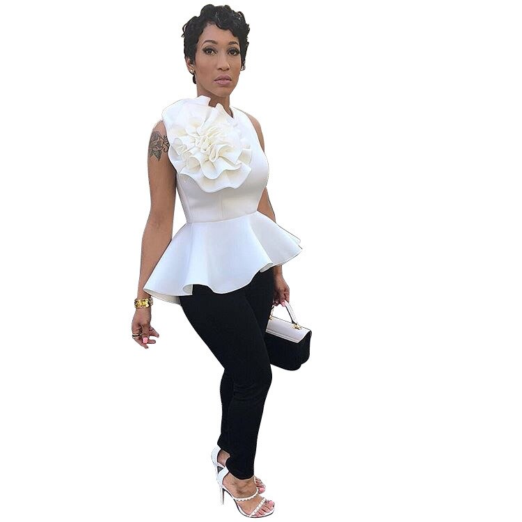 Women Summer Blouse Shirt Sleeveless Tank Tops Peplum Yellow White Black Elegant Modest Officewear Classy Female Spring Clothing