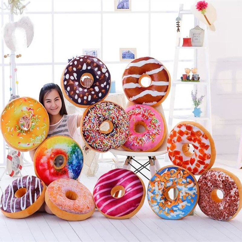 40cm Funny Chocolate Donut Sofa Seat Cushion Christmas Donuts Pillow Xmas Kid Present Toy PP Cotton Filling Hand Rests Car Mats