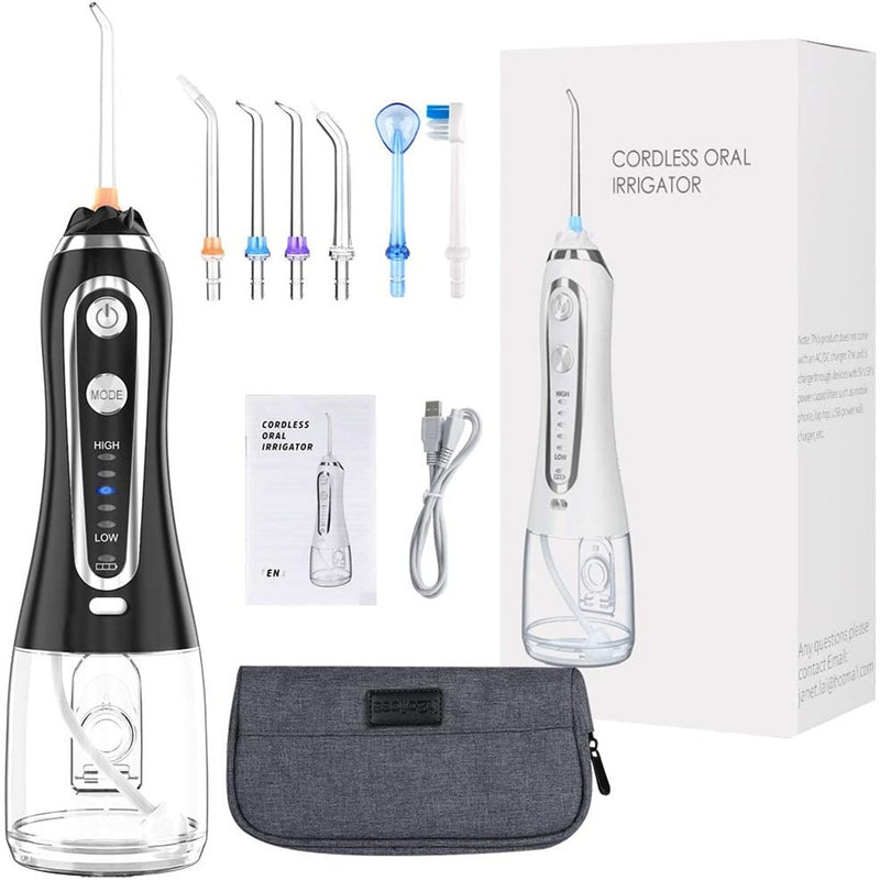 Portable Oral Irrigator 300ml Dental Water Flosser Jet 5 Modes Water Floss USB Rechargeable Irrigator Dental Teeth Cleaner + Bag