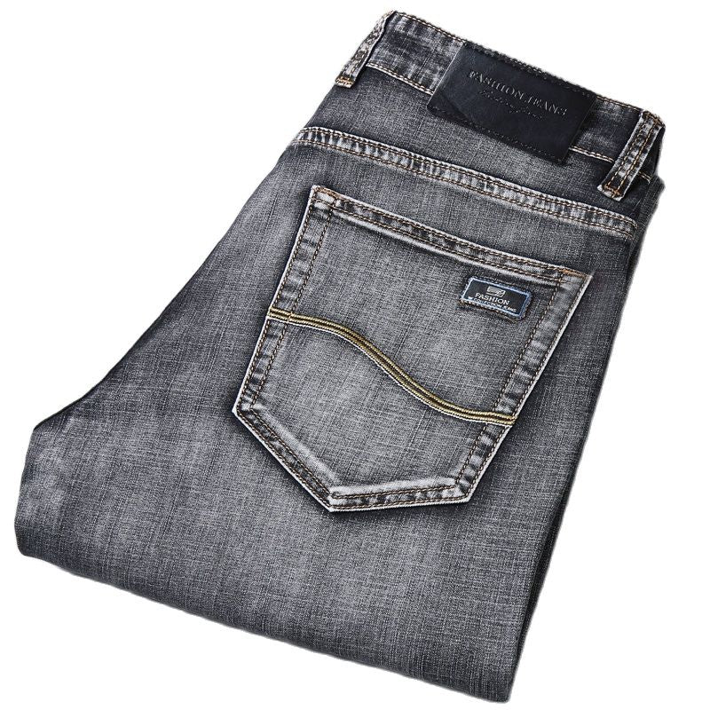 2022 Gerade Herren Klassisch Blau Schwarz Grau Denim Elastische Regular Fit Herren Stretch Jeans Business Casual Style Hosen