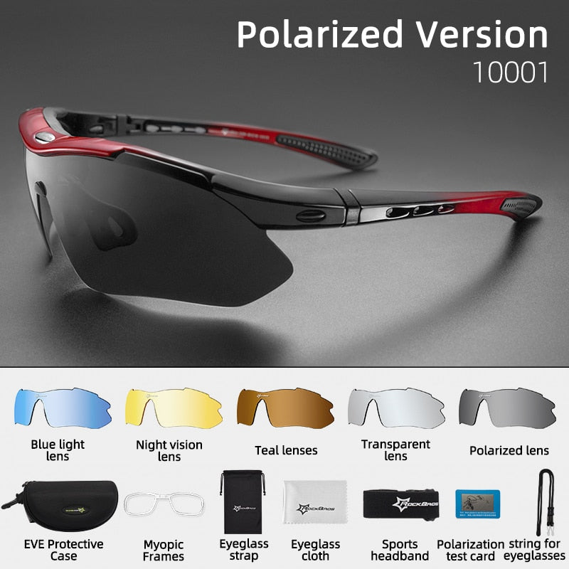 Gafas de ciclismo polarizadas ROCKBROS, gafas de sol deportivas para hombre, gafas de protección para montar en bicicleta de montaña o carretera, gafas de 5 lentes