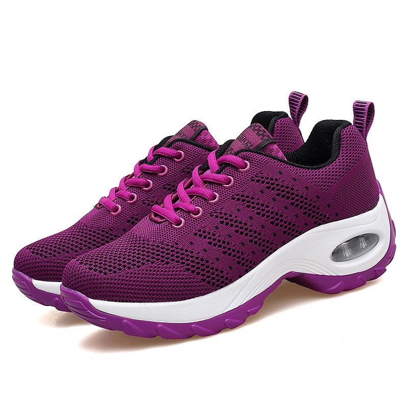 Women Sneakers Mesh Running shoes Ladies Walking Dancing Sport Shoes Outdoor Air Cushion Breathable Footwear Lace up Sneakers