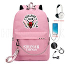 New Stranger Things backpack HELLFIRE Multifunction USB Charging Travel Canvas Student Backpack For Teens Boys Girls School Bag