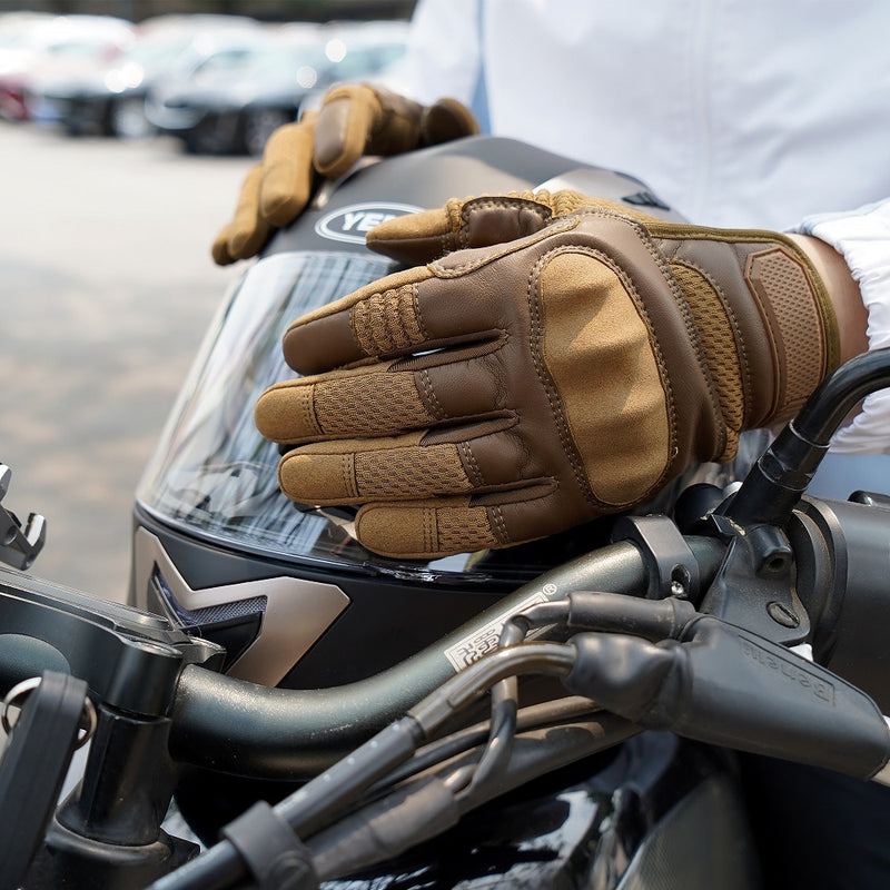 Guantes de dedo completo para motocicleta de cuero PU con pantalla táctil, equipo de protección para carreras, Pit Bike, Moto, Motocross, Enduro