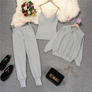 mozuleva  Women 2022 Autumn Winter Knitted  Vest Zipper Cardigans Pants 3pcs Sets Tracksuits Outfits