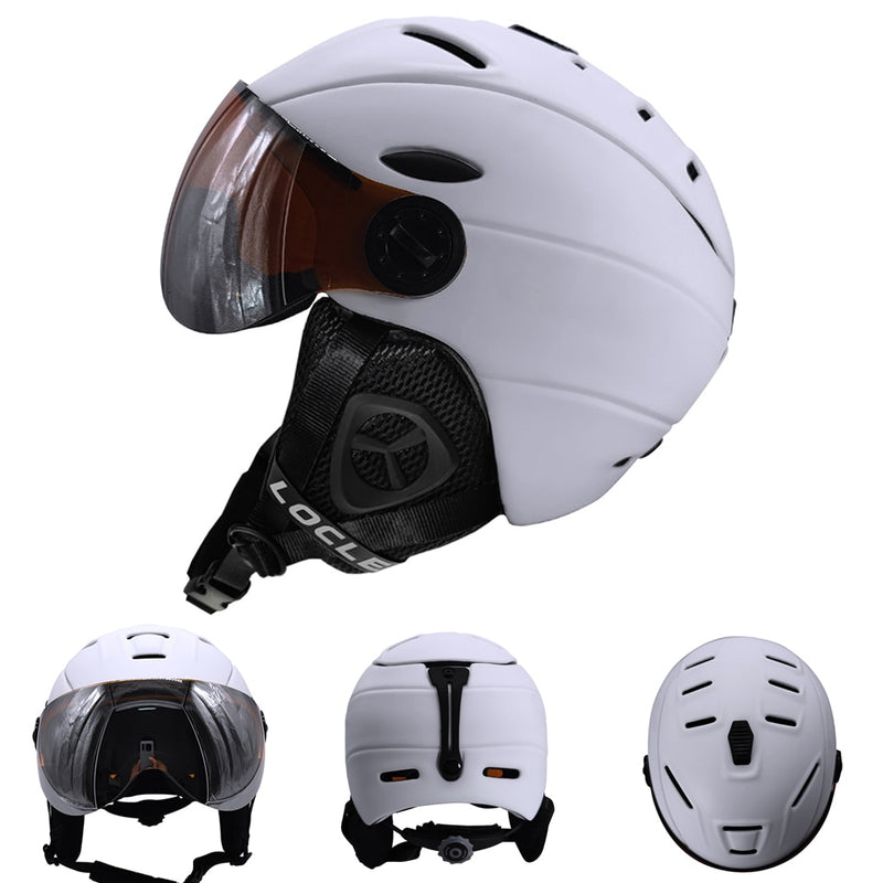 LOCLE CE-Zertifizierung Brille Skihelm In-Mold-Skihelm mit Brille Snowboard-/Skateboardhelm 5 Farben M/L/XL