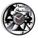 Manicure Design Wall Clock Fashion Beauty Store Wall Art Nail Salon Vinyl Record Wall Clock Nail Beauty Home Decor Gift For Her