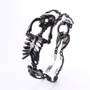 U7 Gothic Skull Bracelet for Men Stainless Steel Steampunk Heavy Skeleton Wristband Chains Halloween Party Accessories