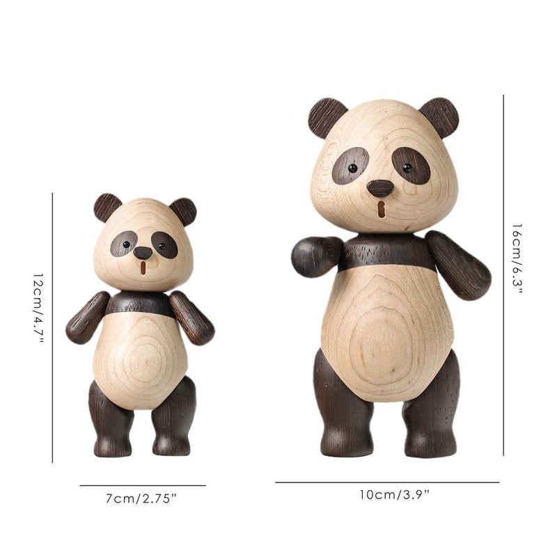 Luxury Wooden Panda Figurines Quality Original Animal Miniature Wood Sculpture Decorative Living Room Ornament Birthday Gift New