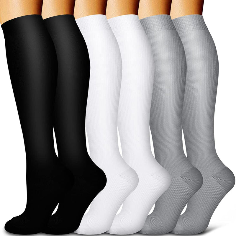 5/6 pares de calcetines de compresión para hombres y mujeres, recuperación de la circulación, venas varicosas, enfermería, viajes, correr, senderismo, calcetines deportivos
