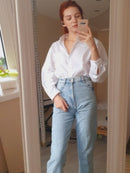 Spring Autumn Women Shirts Cotton White Blouse Femme Long Sleeve Loose Oversized Blouses Female Tops Casual Blusas 11456