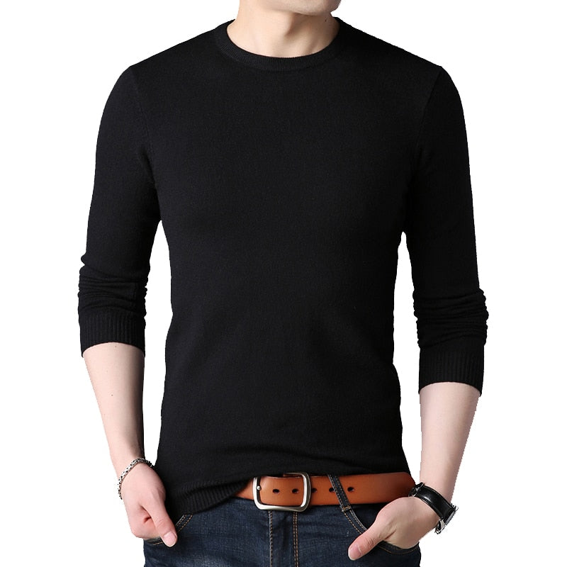 TFETTERS Spring Autumn Knitted Sweater Men Long Sleeve O-Neck Sweater for Man Solid Color Gray Slim Sweaters Oversize M-4XL