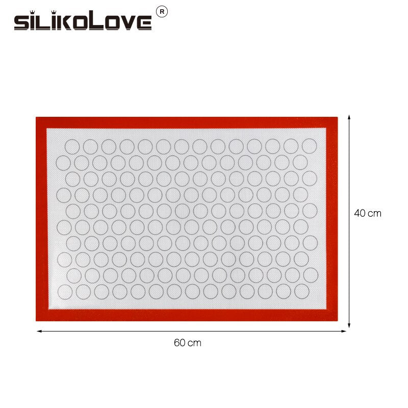 SILIKOLOVE Non-Stick Silicone Baking Pad Pastry Liner Sheet Glass Fiber Rolling Dough Mats Cookie Macaron Size 40*60*0.07cm Bake