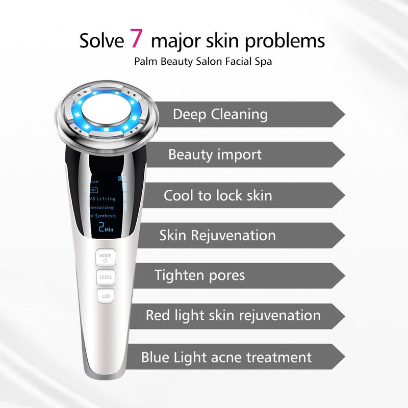 EMS LED Photon Therapy Sonic Vibration Wrinkle Remover Hot Cool Treatment Anti Aging Skin Cleaner Cleansing Rejuvenation Machine