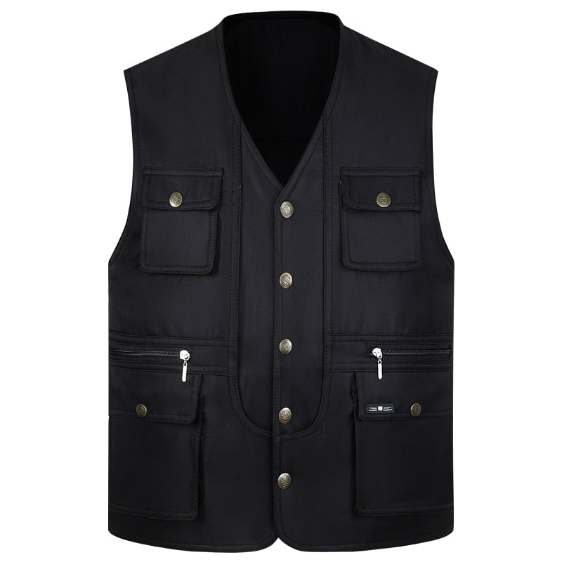 2021 Men Multi-Pocket Classic Waistcoat Male Sleeveless Unloading Solid Coat Work Vest Photographer Tactical Mesh Vest Jacket