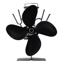 Chimenea negra de 4 aspas con ventilador de estufa de calor, quemador de madera de troncos komin, ventilador silencioso ecológico, distribución de calor eficiente para el hogar