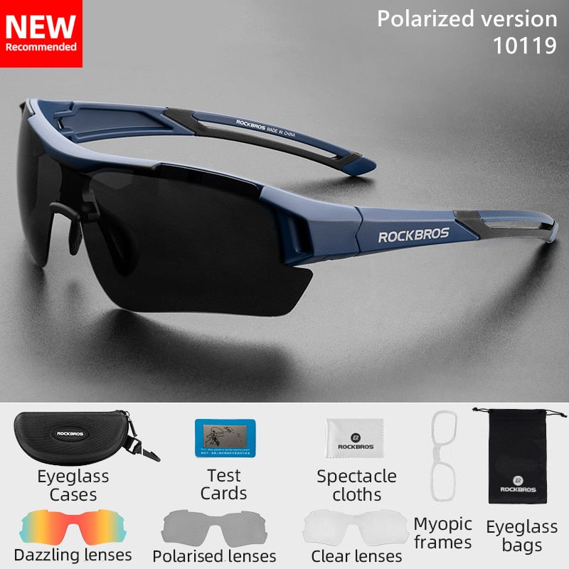 ROCKBROS Polarisierte Fahrradbrille Herren Sport Sonnenbrille Rennrad MTB Mountainbike Fahrrad Reitschutzbrille Brillen 5 Linsen