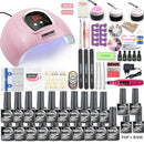 Juego de esmaltes de uñas de gel 20000-35000RPM Kit de máquina de taladro de uñas con lámpara LED UV Kit de herramientas de manicura Juego de arte de uñas Gel de uñas UV Builder