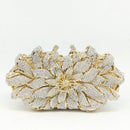 Boutique De FGG Dazzling Crystal Women Evening Metal Clutches Bag Hardcase Wedding Party Flower Bridal Handbag Clutch Purse