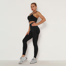 Conjunto de gimnasio sin costuras, sujetador deportivo y mallas, conjunto de ropa para correr para mujer, mallas deportivas de entrenamiento sin costuras, traje deportivo para mujer