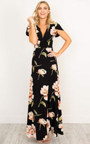 Vestido largo de manga corta de verano 2022 con cuello en V estampado dividido moda Retro Tiktok consignación bata de rayón para mujer fiesta boda